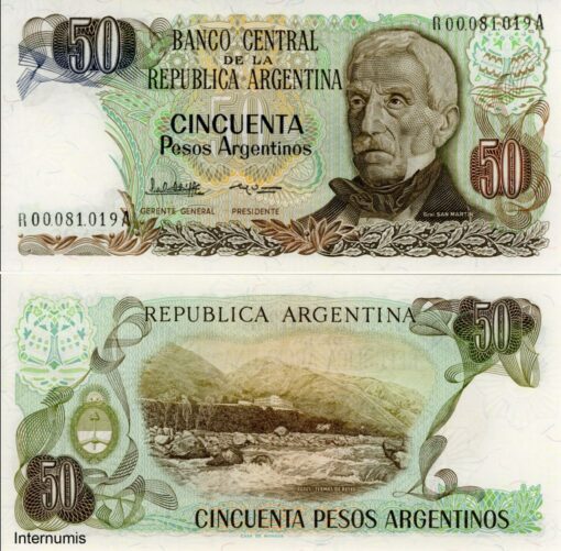 Argentinien 50 Pesos Argentinos ND (1983 - 85) (P.314) Erh. UNC