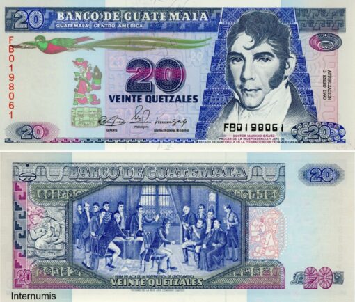Guatemala  20 Quetzales 1990 (P.76b) Erh. UNC