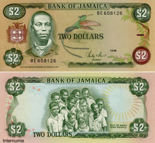 Jamaika 2 Dollars 1.3.1986 (P.69b) Erh. UNC