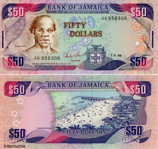 Jamaika 50 Dollars 1.8.1988 (P.73a) Erh. UNC