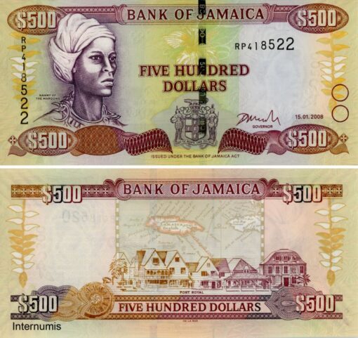 Jamaika 500 Dollars 15.1.2008 (P.85e) Erh. UNC