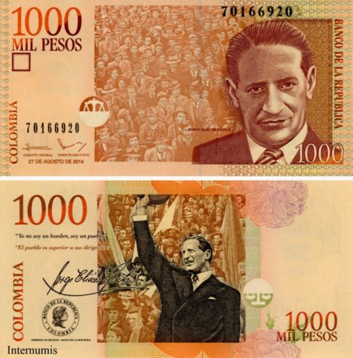 Kolumbien 1000 Pesos 27.8.2014 (P.456q) Erh. UNC