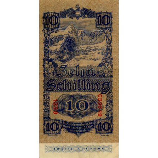 Österr.Nationalbank - 10 Schilling 1945 , 2. Ausgabe , Serie links breit , (KK. 225a / P.116) Erh. III- – Bild 2