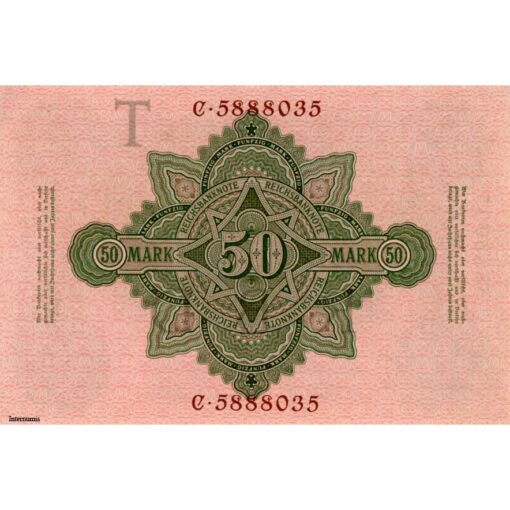 Deutschland 50 Mark 21.4.1910 , KN.7 stellig , Udr.Bst.T , (Rosb. 42 / P.41) Erh. AU – Bild 2