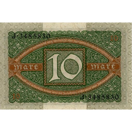 Deutschland -  10 Mark 6.2.1920 , KN.7 stellig , Udr.Bst.D , (Rosb. 63 / P.67) Erh. AU – Bild 2