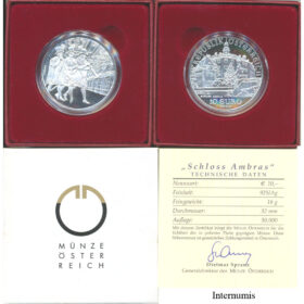 10 Euro 2002, **Schloss Ambras**, (ANK.1/KM.3096) Erh. PP, im Original Etui, Zertifikat,Banderole