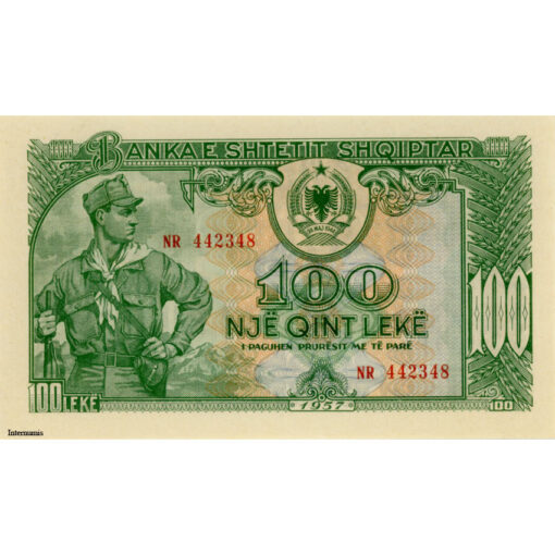 Albanien - 100 Leke 1957, (P.30a) Erh. AU