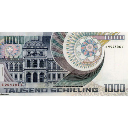 Österr.Nationalbank - 1000 Schilling 1983, Vs. Erwin Schrödinger, Rs.Uni Wien, KN.schwarz , (KK.255a/ANK285/P.152/1) Erh. I – Bild 2