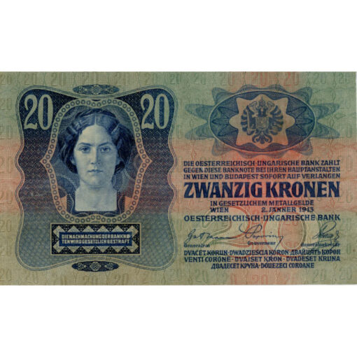 Österreichisch-ungarische Bank - 20 Kronen 2.01.1913, (KK. 120 P.13) Erh. III