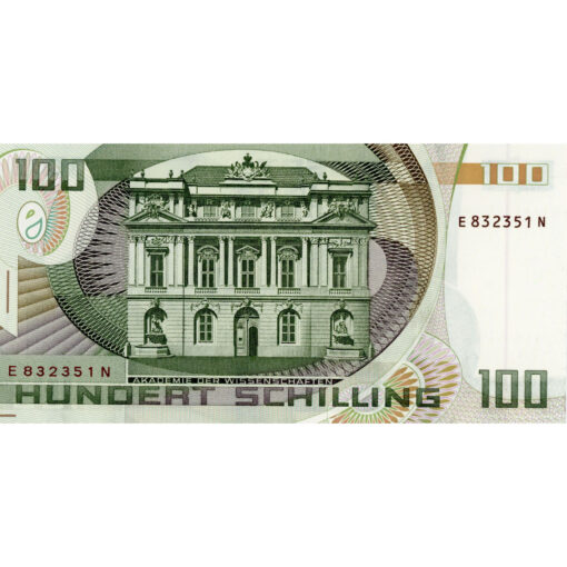 Österr.Nationalbank - 100 Schilling  2.1.1984 , KN. mit 1 Bst., Vs. Eugen Böhm von Bawerk , Rs.Akademie der Wissenschaften, (KK.256a / Ank 287 / P.151) Erh. I – Bild 2