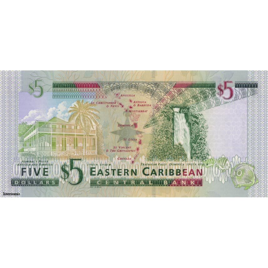 Ostkaribische Staaten - 5 Dollars ND (2003) , St.Kitts , (P.42k) Erh. UNC – Bild 2
