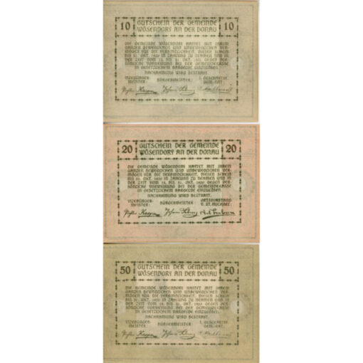 Wösendorf (NÖ) - 10,20,50 Heller o.D.(1920) , (KKN - 1255)a) Erh. I