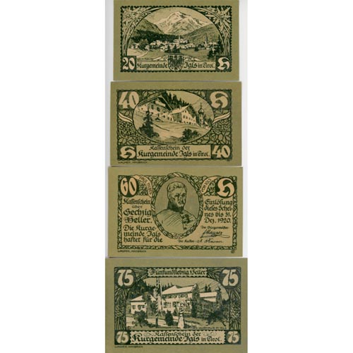 Igls (Tir) - 20,40,60,75 Heller o.D. (1920) , 2. Auflage , Aufdruck silber , (KKN-S403)III)a) Erh. I – Bild 2