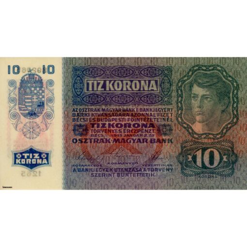 Österreichisch-ungarische Bank - 10 Kronen  1915, mit rotorangen DEUTSCHÖSTERREICH - Stempel,Flachdruck , (KK.135b/ANK171/P.51) Erh. I – Bild 2