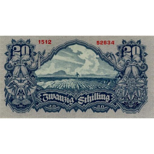 Österr.Nationalbank -  20 Schilling 1945, Serie Nr.links fett, (KK.222a/ANK 252/P.116) Erh. II – Bild 2