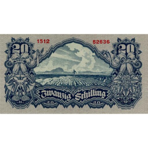 Österr.Nationalbank -  20 Schilling 1945, Serie Nr. links fett , (KK.222a/ANK 252/P.116) Erh. III+ – Bild 2