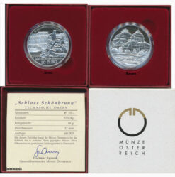10 Euro 2003, **Schloss Schönbrunn**, (ANK.4/KM.3106) Erh. PP, im Original Etui, Zertifikat,Banderole