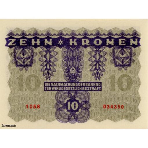 Österr.- Ungarische Bank - 10 Kronen 1922, Vs.Knabenkopf, Rs.Ornamente, (KK.167/ANK 201/P.75) Erh. I – Bild 2