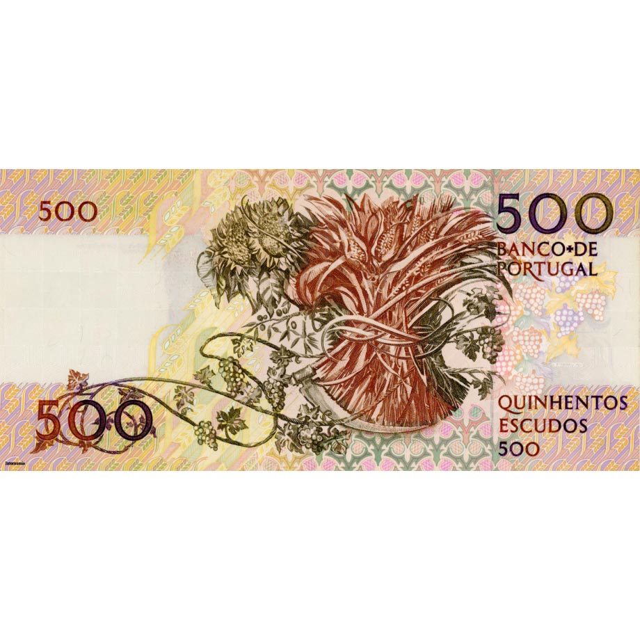 Portugal - 500 Escudos 4.10.1989 , (P.180c) Erh. AU – Bild 2