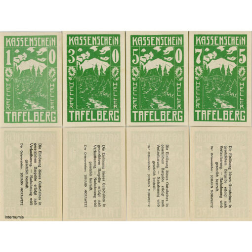 Tafelberg (OÖ) - 10,30,50,75 Heller o.D , Bild Kirche, Bs.Dr.grün, (KKN.S1054)IV)c) Erh. I