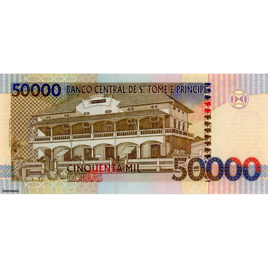 St.Thomas & Prinz - 50.000 Dobras 22.10.1996 (2004) , (P.68b) Erh. UNC – Bild 2