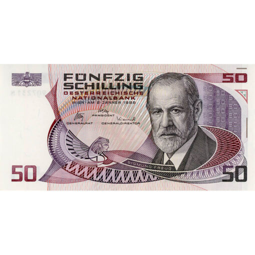 Österr.Nationalbank - 50 Schilling 1985, Vs.Sigmund Freud, Rs.Josephinum Wien, (KK.258a/ANK 288/P.149) Erh. I