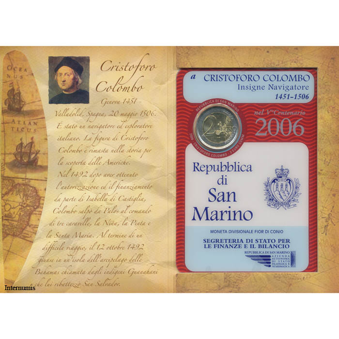 San Marino - 2 Euro 2006, **500 Jahre Christoph Kolumbus**, (ANK.20) Erh. Blister – Bild 2