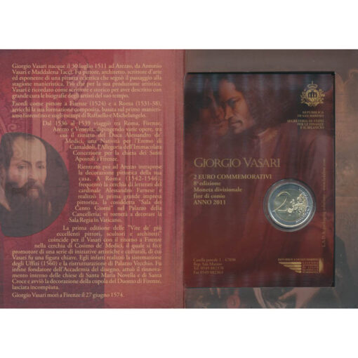 San Marino - 2 Euro 2011, **500. Geburtstag des italienischen Malers Giorgio Vasari** , (ANK.71/KM.500) Erh. Blister – Bild 2