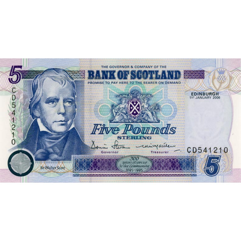 Schottland - 5 Pounds 2006 , Bank of Scotland , (P.119e) Erh. UNC