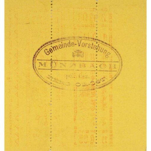Münzbach(OÖ) - 10,20,50 Heller o.D.(1920),P.gelb, Dr.rot, perf.Kuponform, 2.Aufl., 1000 Stk., (KKN.S636)II)a) Erh. I – Bild 2