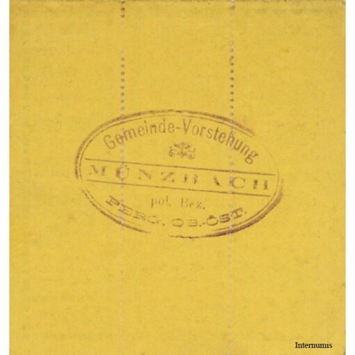 Münzbach(OÖ) - 10,20,50 Heller o.D.(1920),P.gelb, Dr.blau, perf.Kuponform, 3.Aufl., 1000 Stk., (KKN.S636)II)b) Erh. I – Bild 2