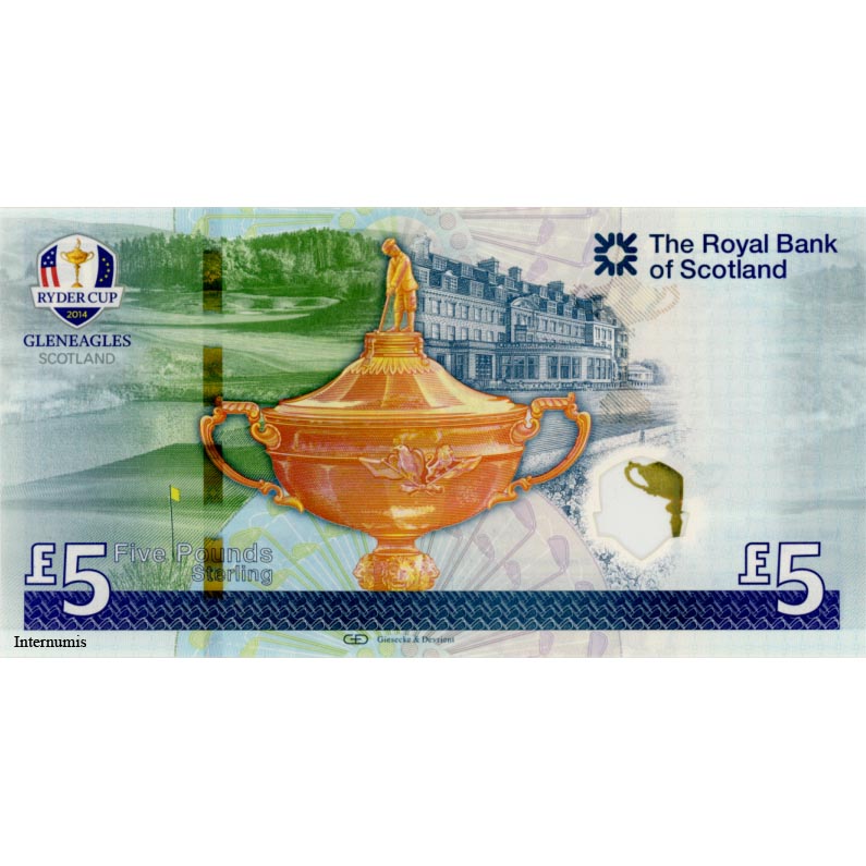 Schottland - 5 Pounds 2014 ,Ryder Cup,The Royal Bank of Scotland , (P.369) Erh. UNC – Bild 2