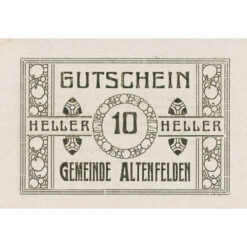 Altenfelden (OÖ) - 10 Heller o.D.,(1920),Glanzpapier weiß, Druck schwarz, (KKN.S27)III)10h) Erh. I-