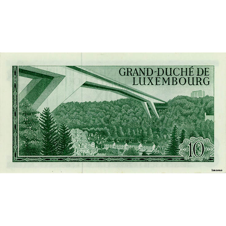 Luxemburg - 10 Francs 1967, (P.53a) Erh. AU – Bild 2
