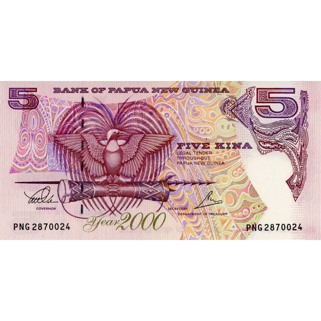 Papua Neu Guinea - 5 Kina 2000, Jahr 2000 Millenium, (P.19) Erh. UNC