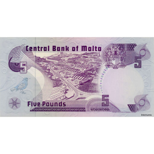 Malta - 5 Liri L.1967, ohne Blindenpunkte, (P.35a) Erh. AU – Bild 2