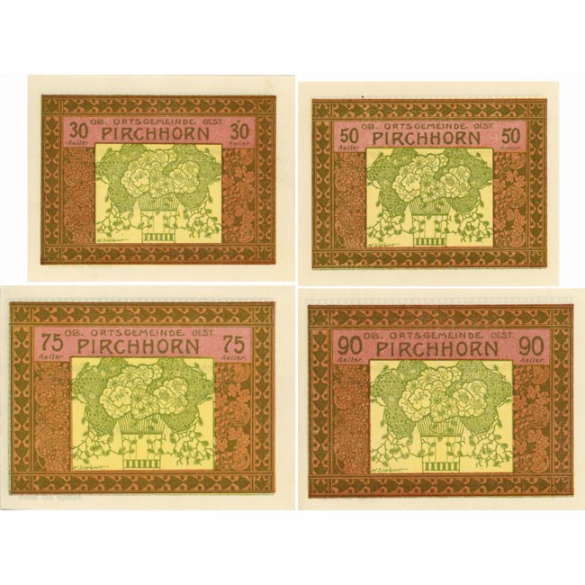 Pirchhorn(OÖ) - 30,50,75,90 Heller o.D.,Leinenp.,Aufl.225 Serien, (KKN.S751)III)f) Erh. I