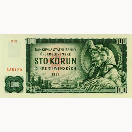 Tschechoslovakei - 100 Korun 1961, Präfix G, (P.91k) Erh. UNC