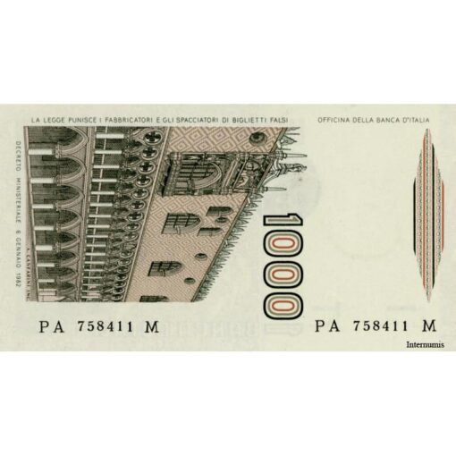 Italien - 1000 Lire 1982, (P.109a) Erh. UNC – Bild 2