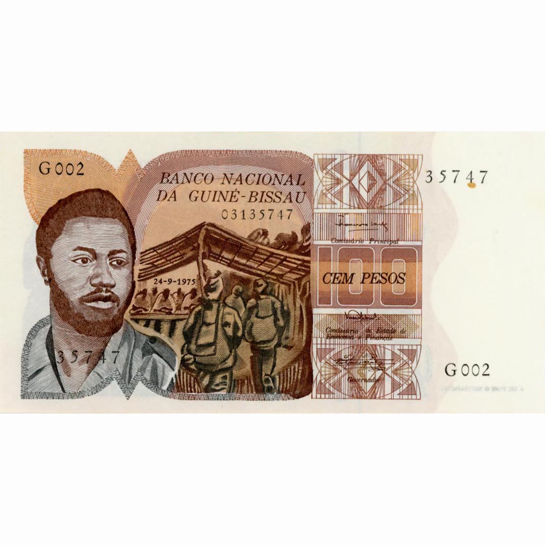 Guinea - Bissau - 100 Pesos 1975, kl.Stockfleck, (P.2) Erh. AU