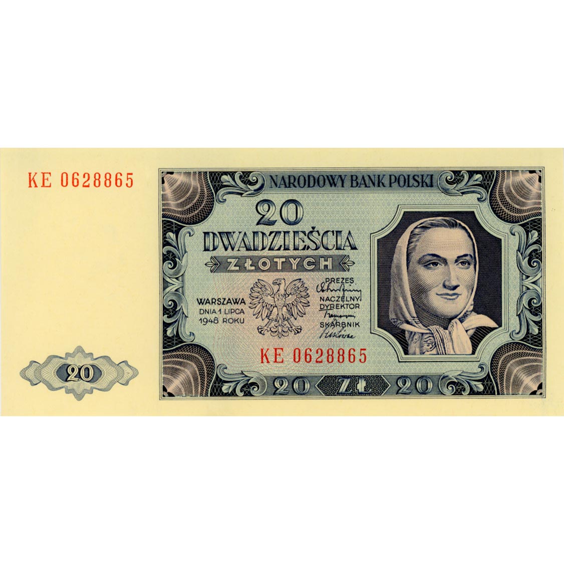 Polen - 20 Zlote 1948 (P.137) Erh. UNC