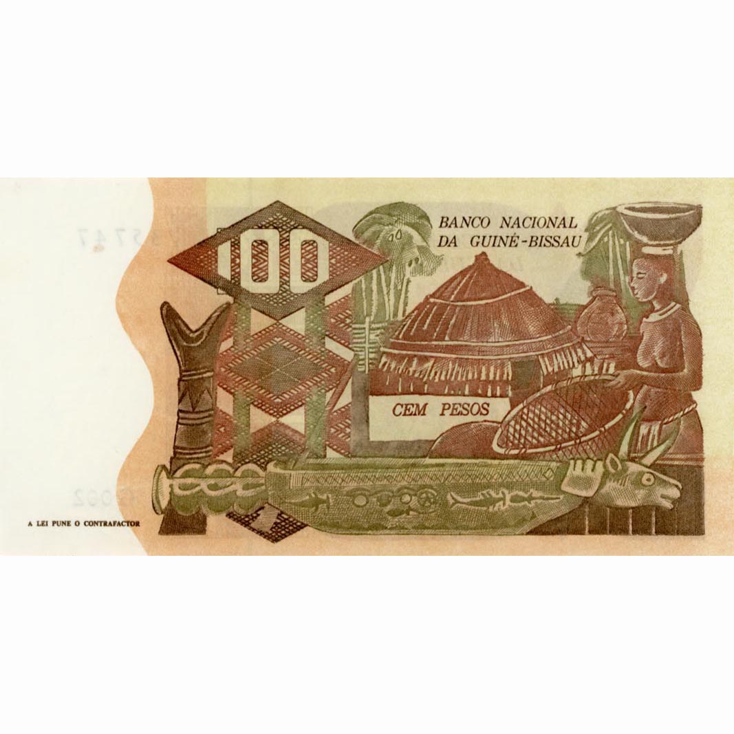 Guinea - Bissau - 100 Pesos 1975, kl.Stockfleck, (P.2) Erh. AU – Bild 2