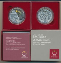 Österreich - 20 Euro 2018, Stille Nacht, (KM.-) Erh. PP/Etui + Zertifikat+Banderole