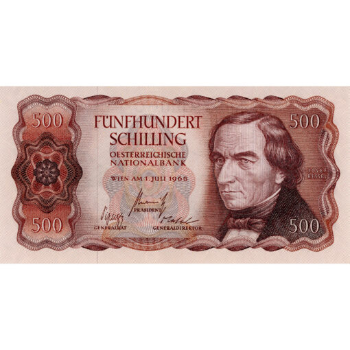 Österr.Nationalbank - 500 Schilling 1.7.1965, Vs.J.Ressel, Rs.Dampfer Civetta 1829, (KK.248a/P.139a/ANK278) Erh. I-