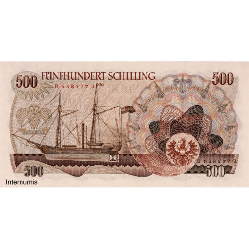 Österr.Nationalbank - 500 Schilling 1.7.1965, Vs.J.Ressel, Rs.Dampfer Civetta 1829, (KK.248a/P.139a/ANK278) Erh. I – Bild 2