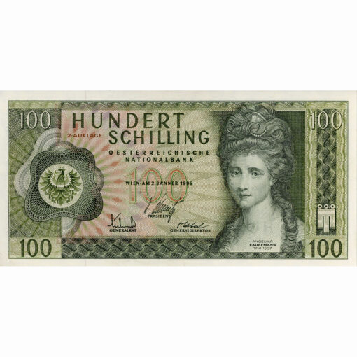 Österr.Nationalbank - 100 Schilling 1969, 2. Auflage, Vs. A.Kaufmann, Rs.Bregenzer Waldhaus, (KK 252/P146a) Erh. I-