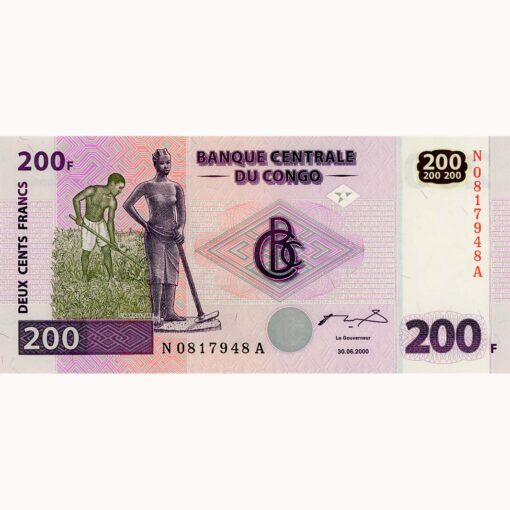 Kongo Dem.Republik - 200 Francs 30.06.2000, (P.95a) Erh. UNC