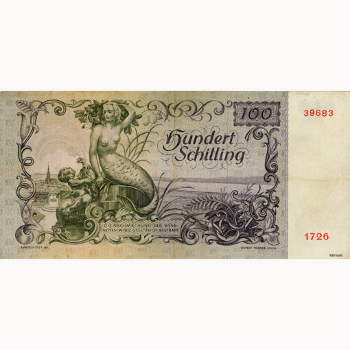 Österr.Nationalbank - 100 Schilling 1949, 2. Auflage, KN.5 stellig, Rs.Donaunixe, (KK.234a / ANK 264a / P.132) Erh. IV – Bild 2