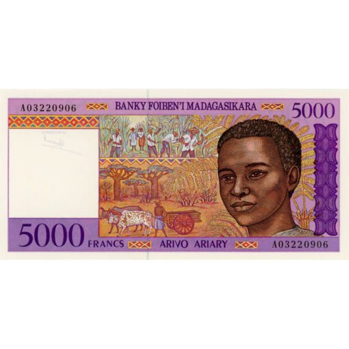 Madagascar  - 5000 Francs  = 1000 Ariary ND(1995), (P.78a) Erh. UNC
