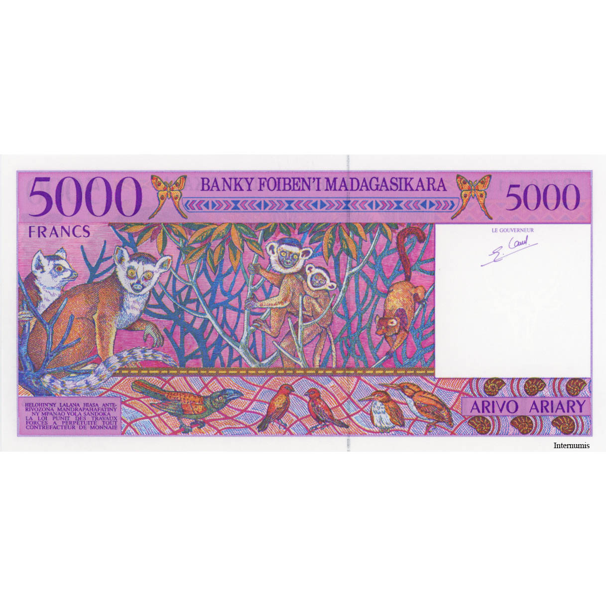 Madagascar - 5000 Francs = 1000 Ariary ND(1995), (P.78b) Erh. UNC – Bild 2